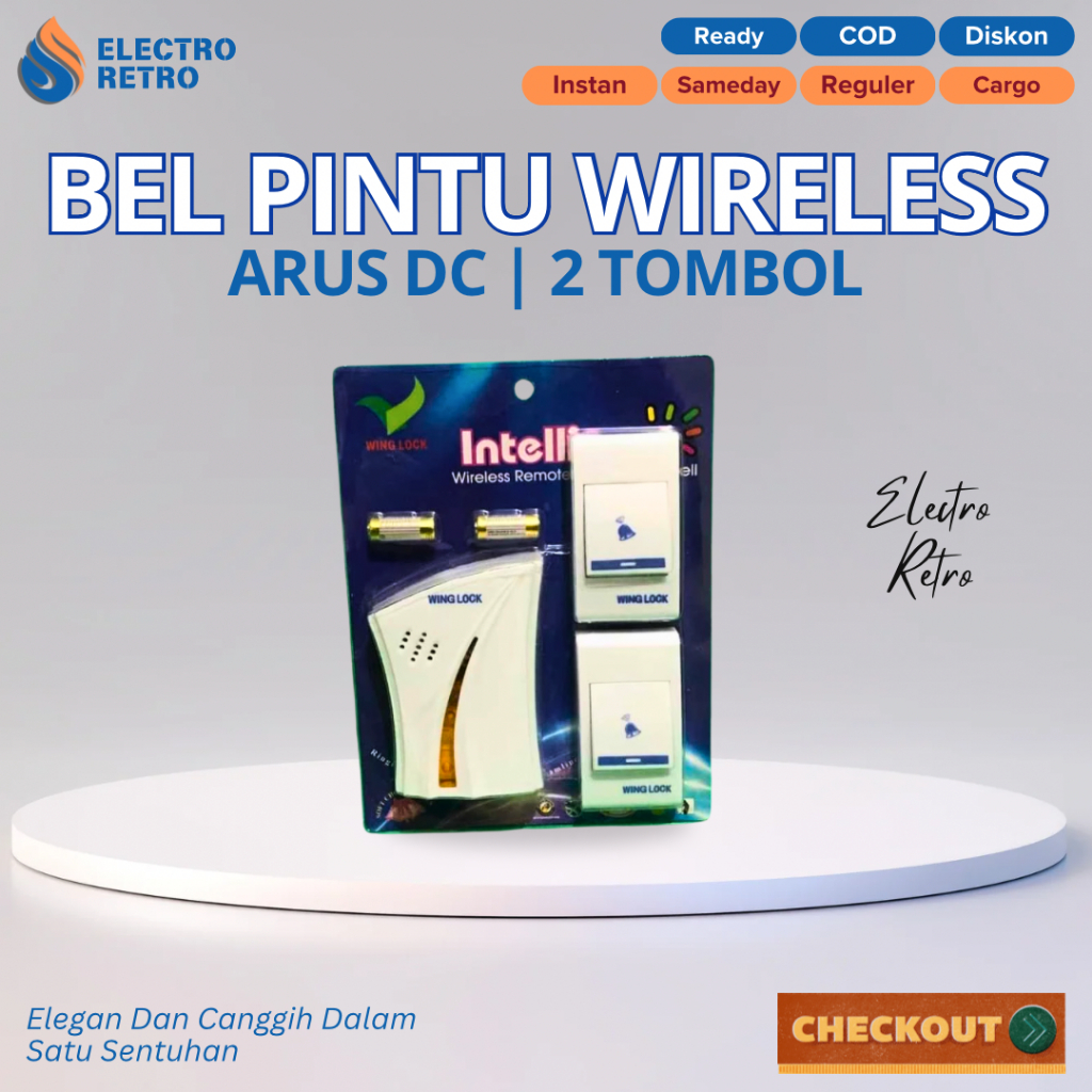DOORBEL WIRELESS WATERPROOF BEL REMOT 2 TOMBOL BEL PINTU WIRELESS BEL GERBANG BEL WIRELESS BEL RUMAH