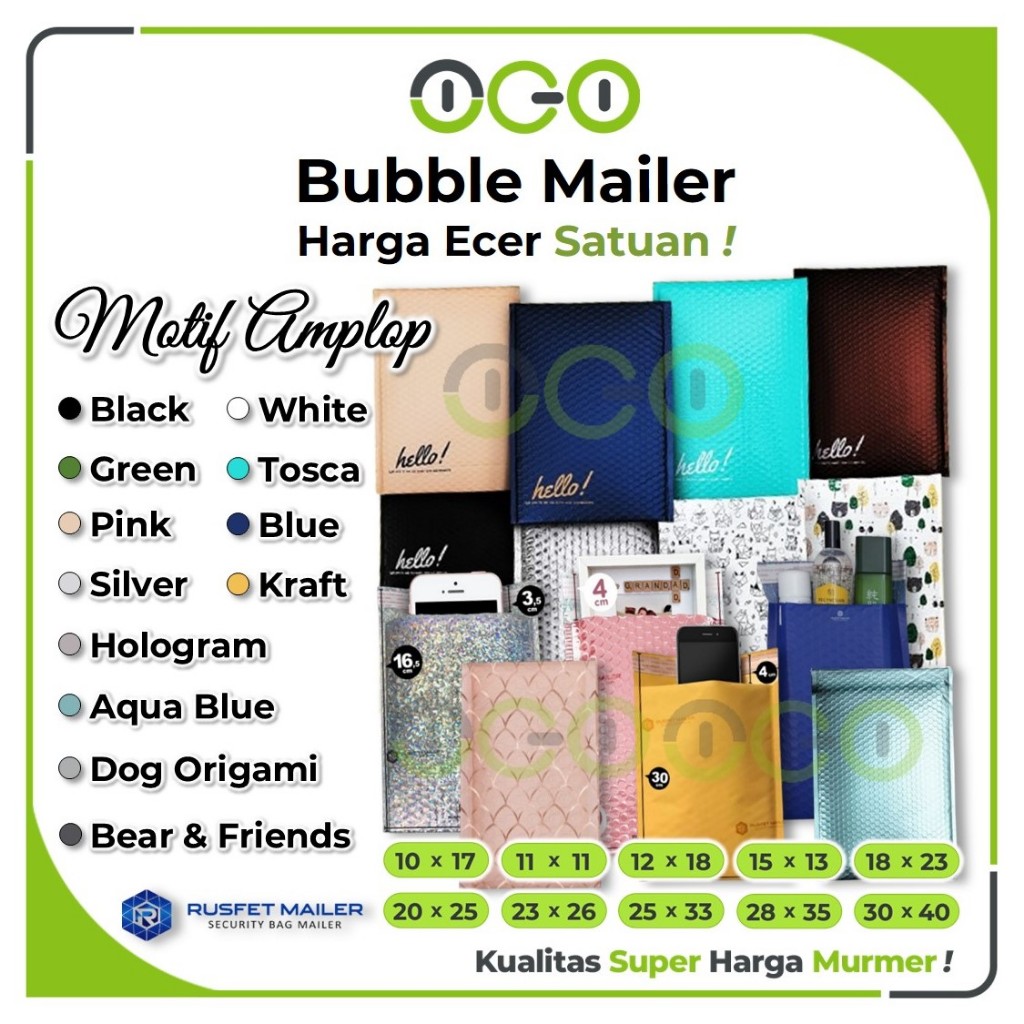 

NEW! AMPLOP BUBBLE MURAH HARGA ECER SATUAN / BUBBLE MAILER PACKING OLSHOP RUSFET WARNA POLOS DAN