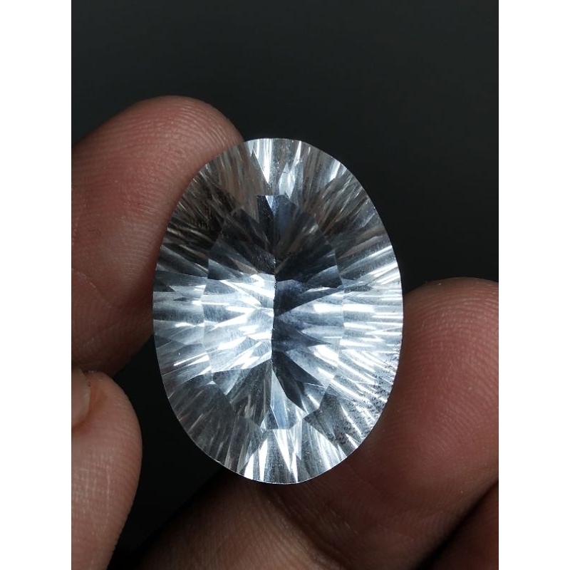 Natural Kinyang Air 25 x 18 x 12 mm Kecubung Rock Crystal Quartz Asli Oval Concave Millenium Cutting