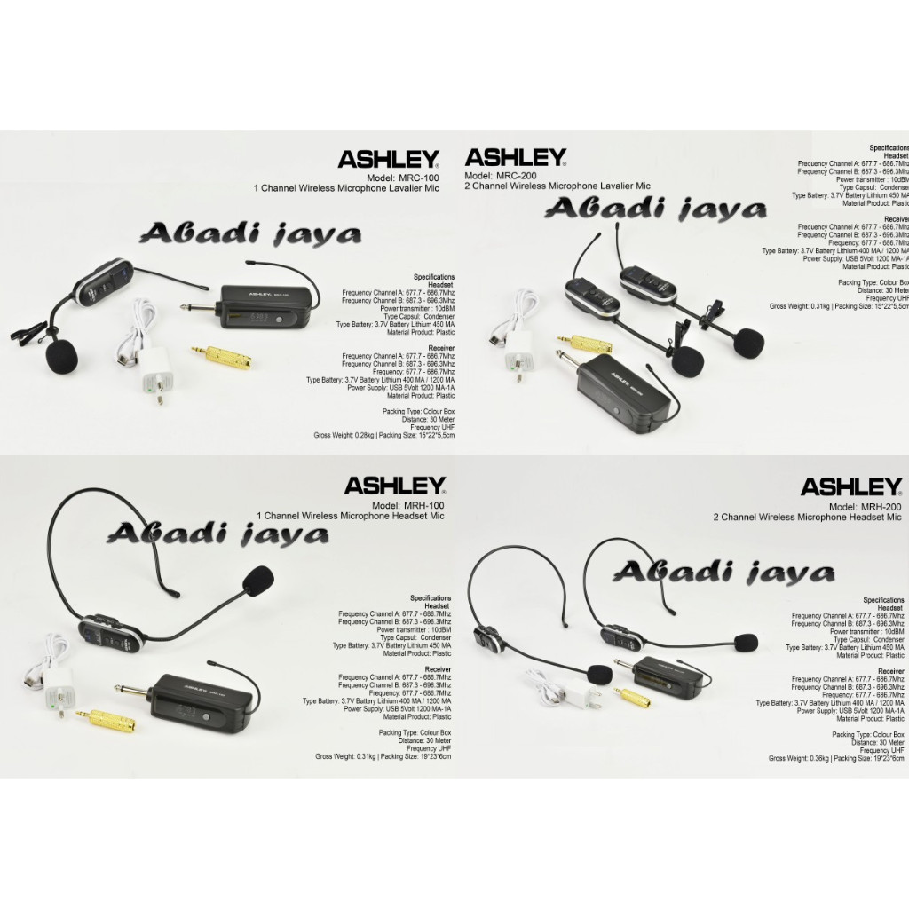 mic wireless ashley mrh 200 mrc 200 mrh 100 mrc 100 / mrh200 mrc200 mrh100 mrc100 4 model mic piliha