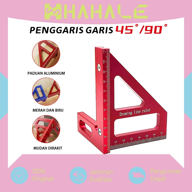 

Penggaris Pengukur Sudut, Penggaris Pengukur Multi-Sudut 45/90°, aluminium, biru/merah, metrik