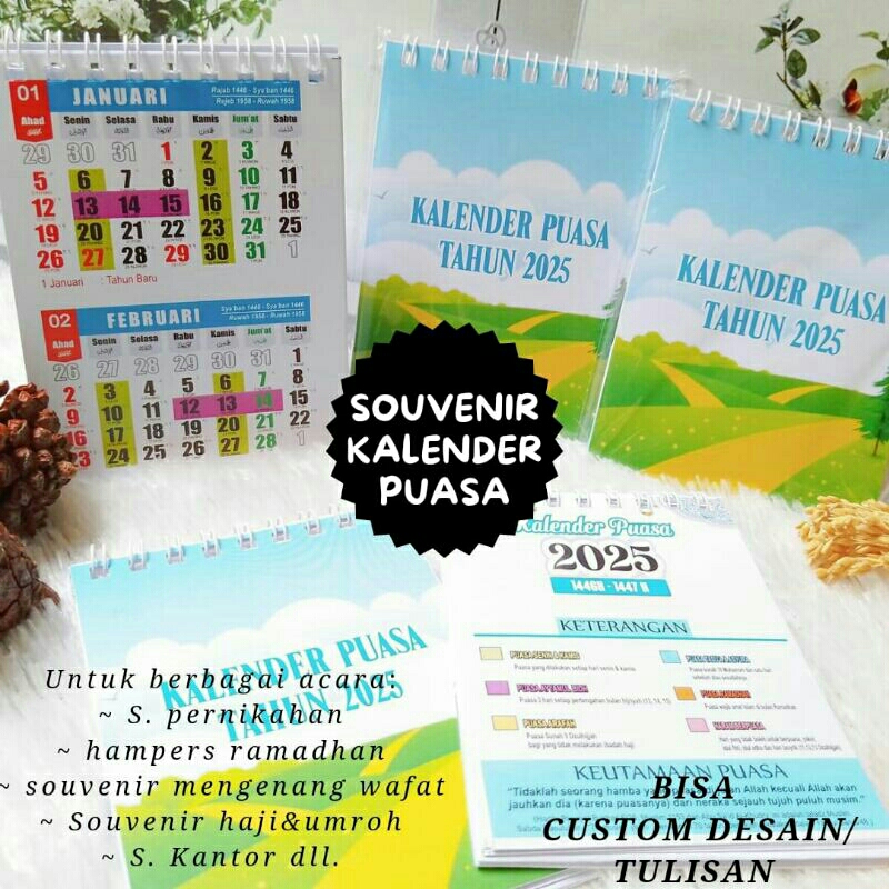 

Kalender puasa custom 2025 / kalender duduk 2025 / souvenir kalender custom 2025