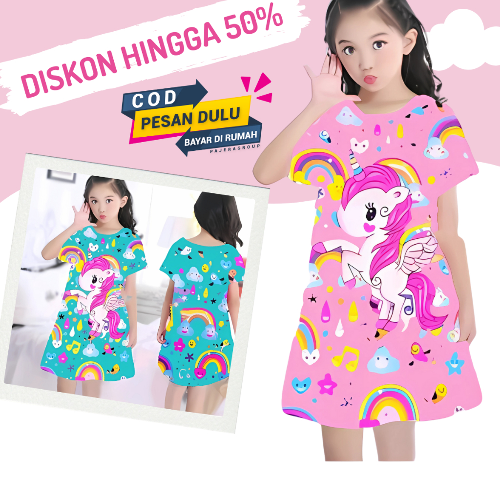 MALDIS DASTER ANAK UNICORN FULLPRINT  DASTER KAOS ANAK MURAH