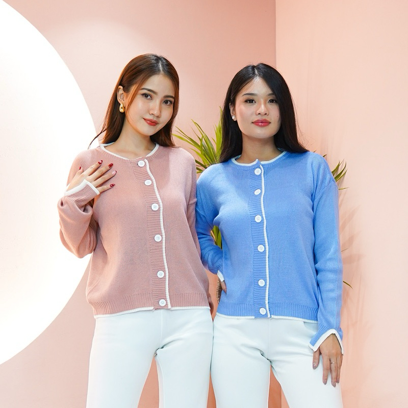 Cardigan Rajut Ciyra • Cardigan Wanita • Cardigan Garis • Cardigan Rajut • Cardigan Motif • Cardigan