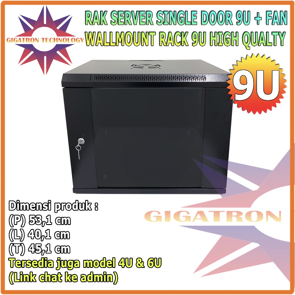 Wallmount Rack Server 9U / Wallmount Rack 9U / Rak Server Ukuran 9U Single Glass Door / Rak Server S
