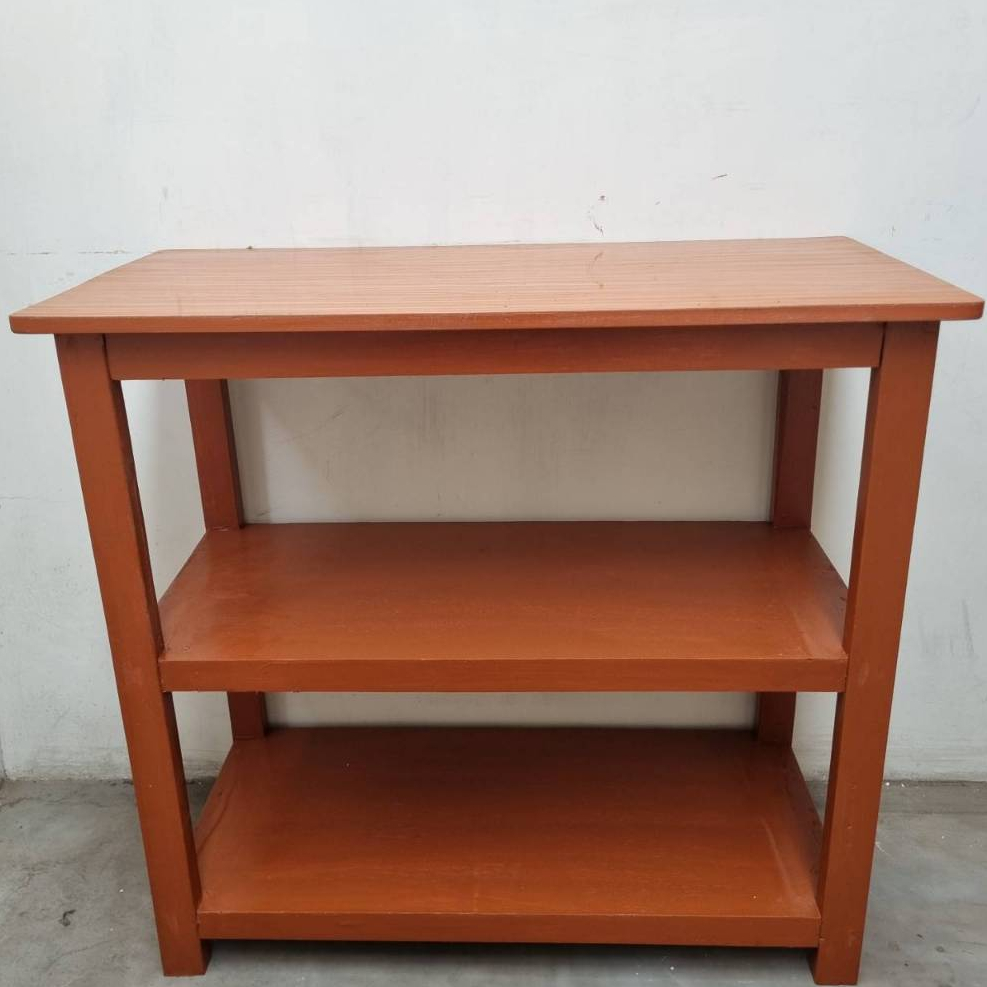 Meja Dapur / Meja Etalase / Meja Aquarium Polos Kayu Minimalis 2 Susun ( 60 / 80 )