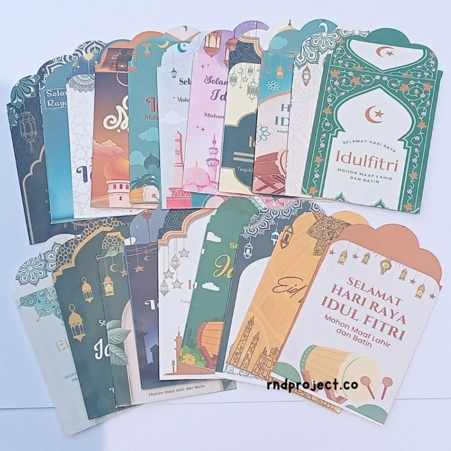 

10 pcs Amplop Lebaran 2025 Muslim Siap Pakai Desain Koleksi Terbaru Angpau Tema Medium Art Paper Glossy Size 7x11 cm