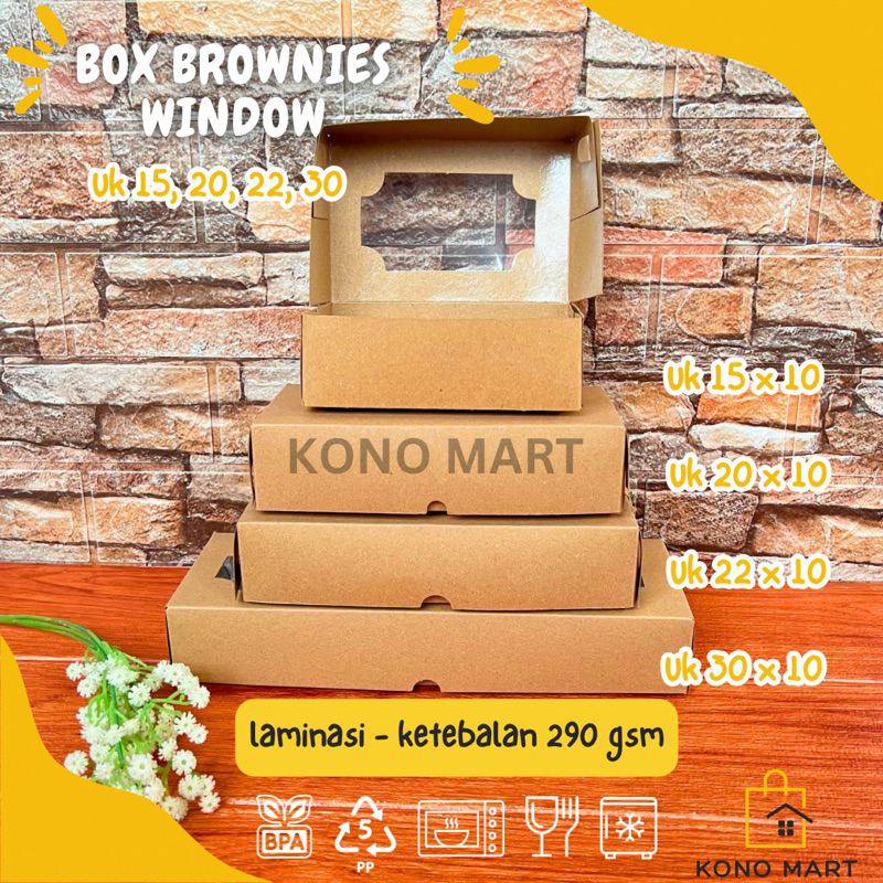 Box Brownies Kraft Window Laminasi ukuran 15x10x 5 20x10x5 cm 22x10x5 30x10x5 cm 290 gsm / Kotak Bro