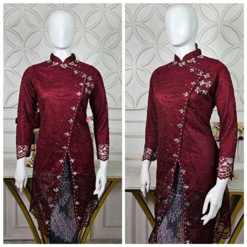 Setelan kebaya tunik utari payet - pakaian wanita kondangan dan pesta - baju akad nikah, wisuda