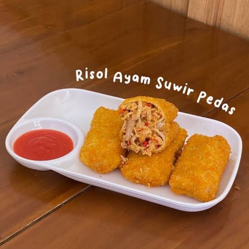 

Frozen risol ayam suwir pedas 1pak isi 5