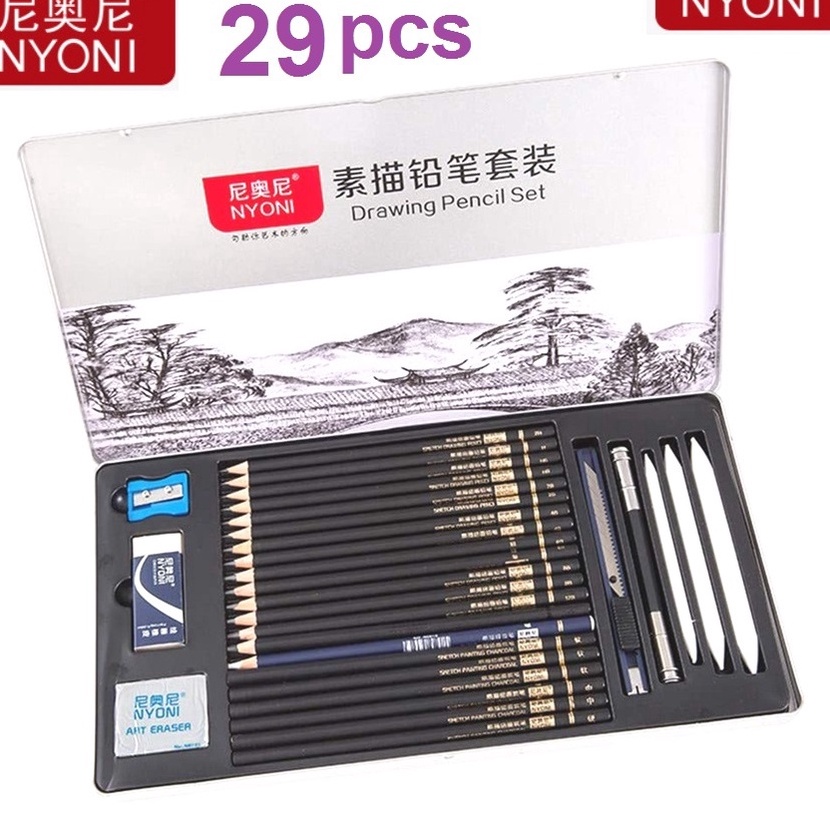 

Produk Laris Nyoni Drawing Pencil Gambar Set 29pcs Metal Tin Box Pensil Gambar Lukis Sketsa Lengkap Paket