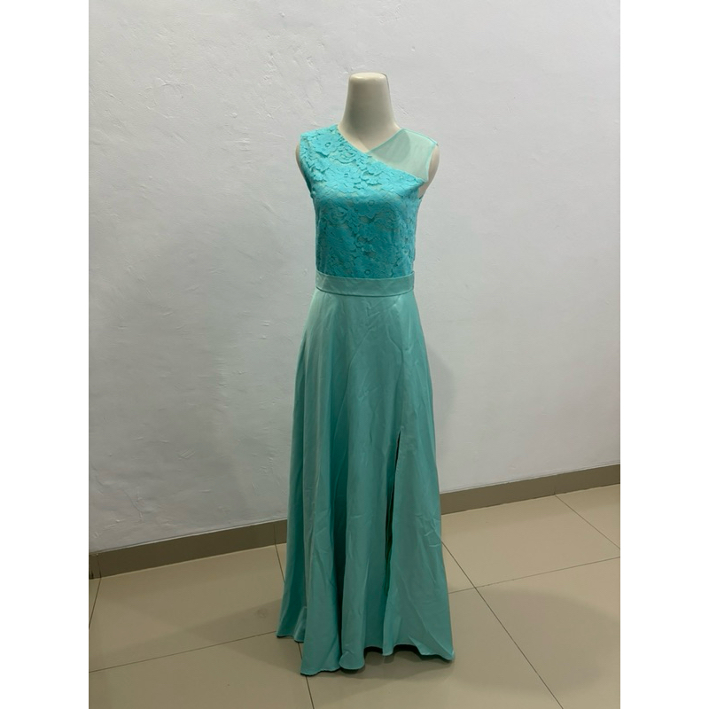 PRELOVED SLIT DRESS BRUKAT TOSCA  MOTIF BUNGA / PARTY DRESS / DRESS KONDANGAN / BRIDESMAID DRESS / S