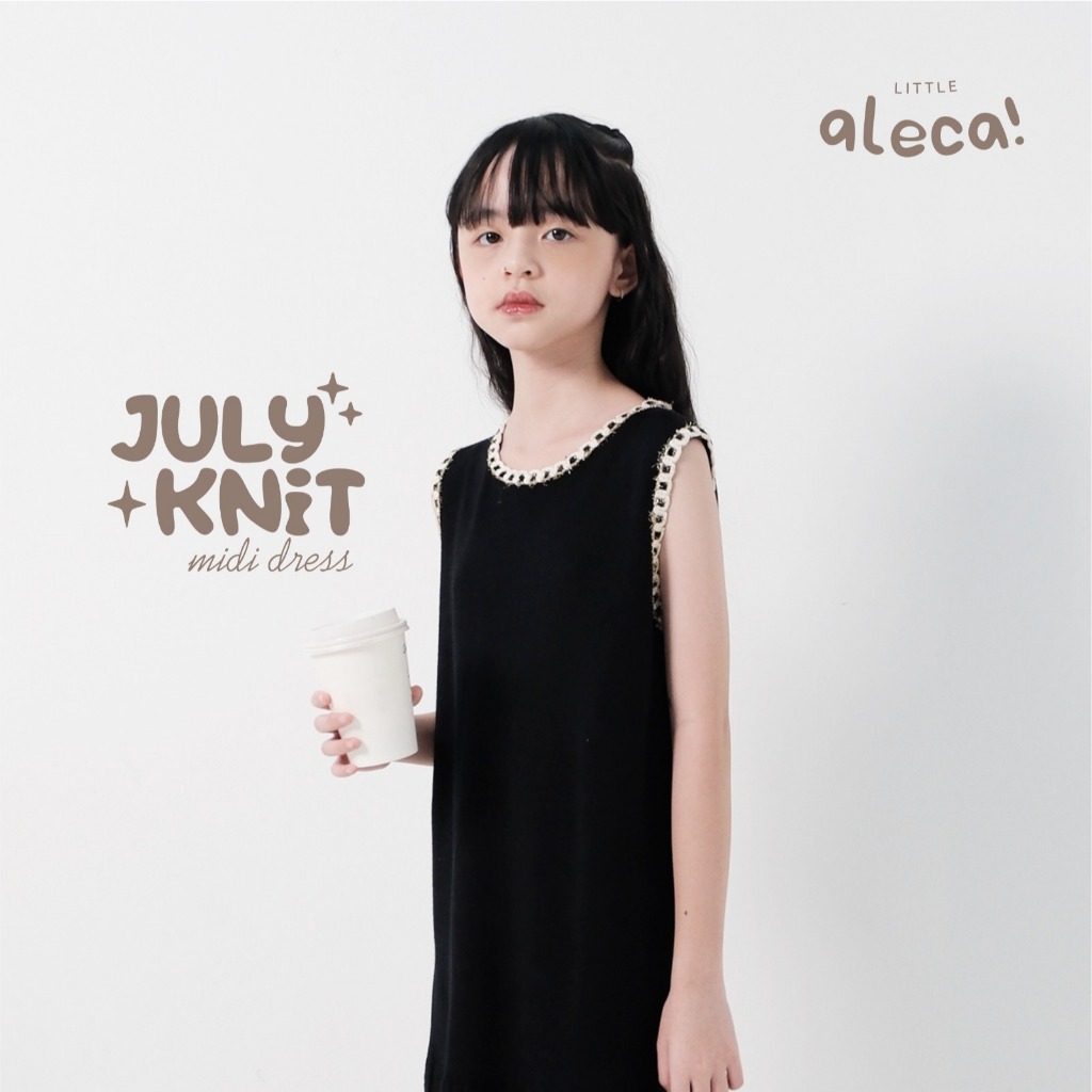 Little.Aleca - JULY Knit Midi Dress Gaun Midi Rajut Anak Perempuan 4-10 Tahun