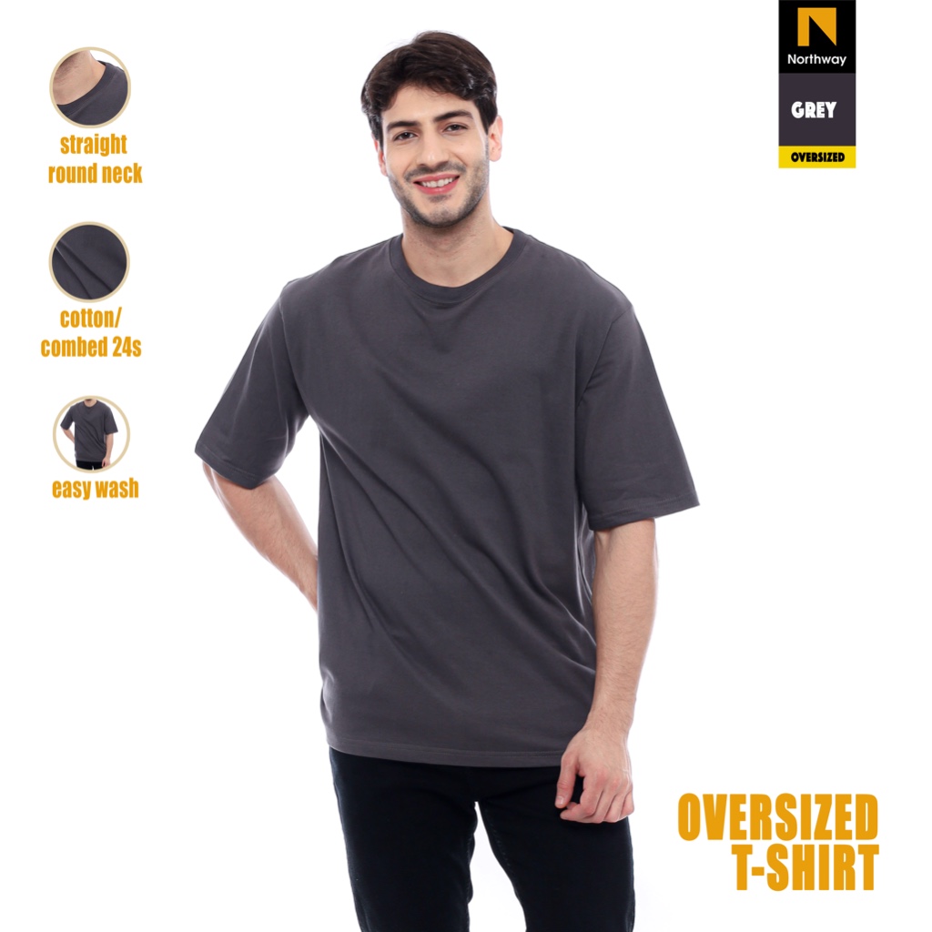 TSHIRT OVERSIZE PRIA/ KAOS POLOS OVERSIZE -  GREY
