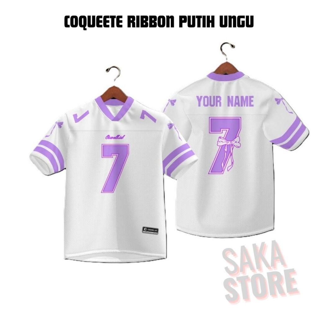 JERSEY COQUEETE RIBBON PUTIH UNGU FULL PRINTING UNISEX