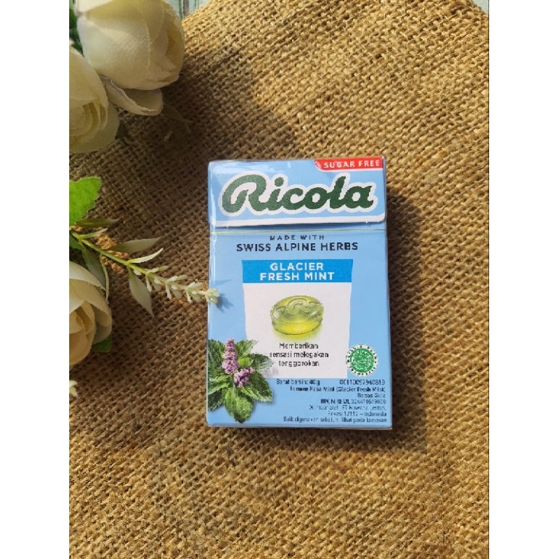 

Ricola permen pelega tenggorokan sugar free rasa glacier fresh mint