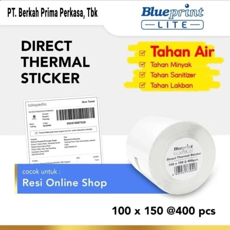 

Kertas Label Sticker Resi 100mm x 150mm 1line isi 400pcs - Kertas Blueprint Resi online Label Sticker 100*150 Resi shopee