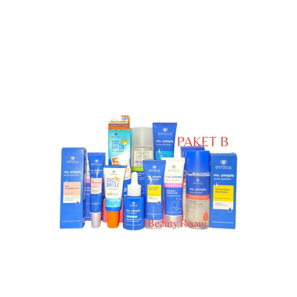COD - EMINA Paket Skincare untuk Kulit Berminyak & Berjerawat/Acne Solution Ms Pimple Series