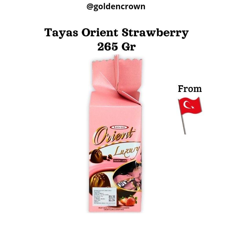 

Tayas Coklat Turki Orient Strawberry / Kembang gula coklat isi krim Stroberi 265g