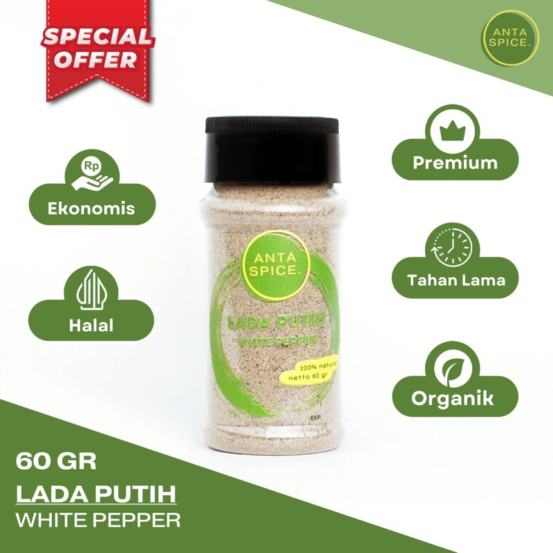 

Lada Putih Bubuk / Merica / White Pepper Powder / Ground White Pepper 60 Gr