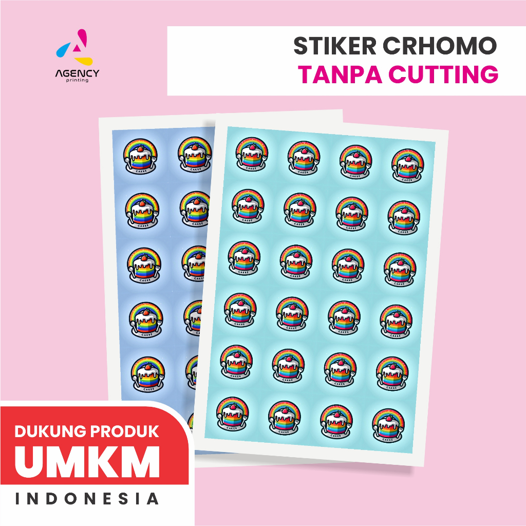 

Cetak Stiker Custom Chromo A3+ Murah (TANPA CUTTING) / Label Kemasan Makanan Minuman Online Shop