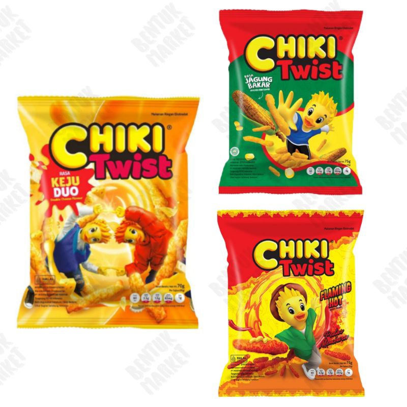 

CHIKI TWIST KEJU DUO 70GR / Chiki Twist Flaming Hot 75gr / Chiki Twist Jagung Bakar 75gr / Makanan Ringan