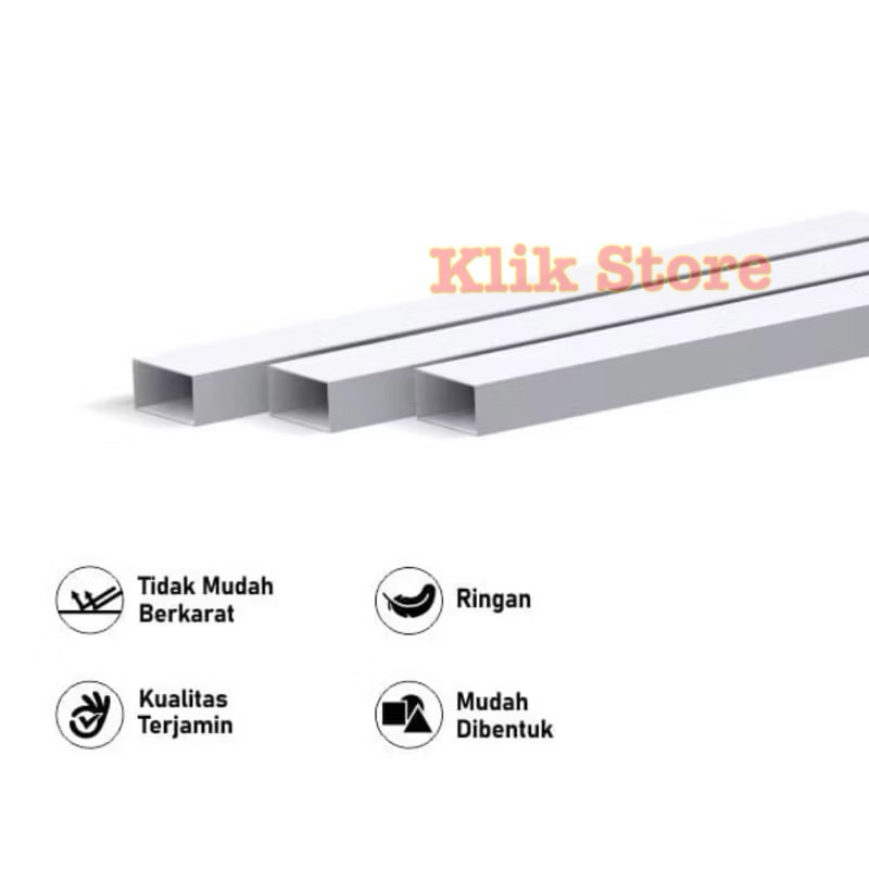 Hollow Kotak Aluminium 12x23mm Silver // PER BATANG // 6 meter
