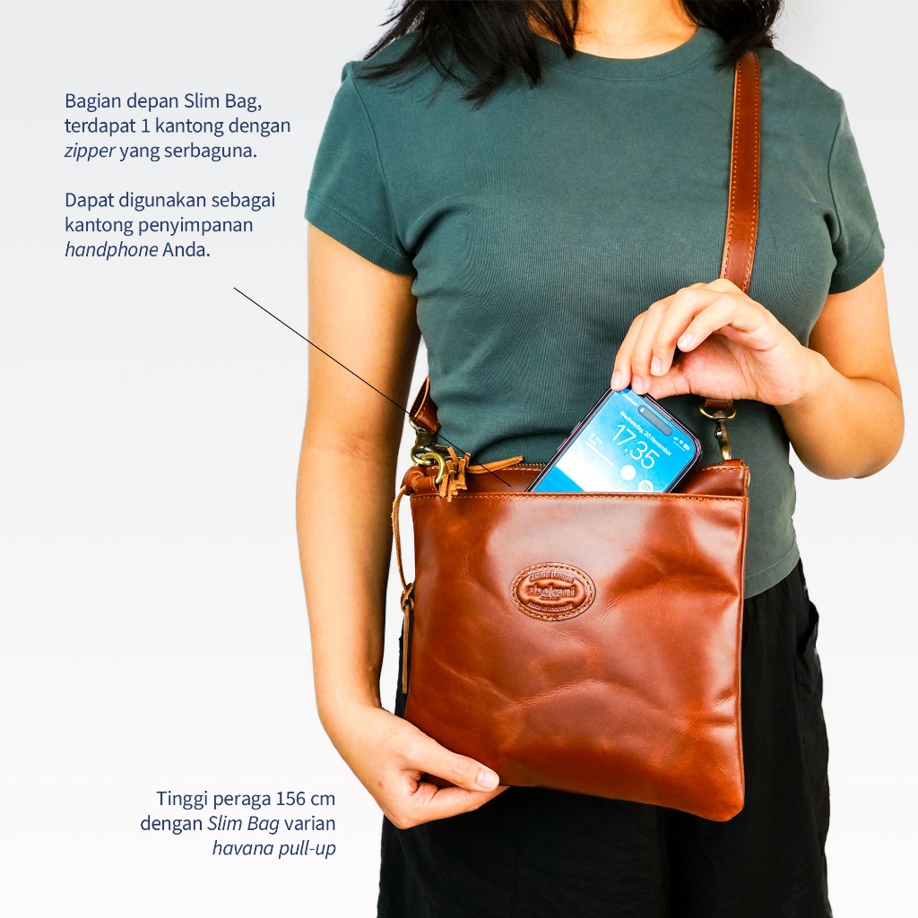 Tas Kulit Wanita ABEKANI SLIM BAG Tas Simple Mini Bag Tas Hangout Casual Kekinian Kulit Sapi Asli