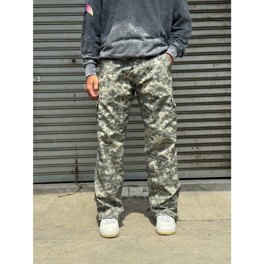 Celana Cargo Camo Loreng Reguler Fit Loreng Brown Relax Pants Pria Gombrang Skena Cowok Cewek