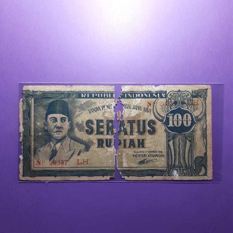 uang kuno 100 rupiah ori 1945