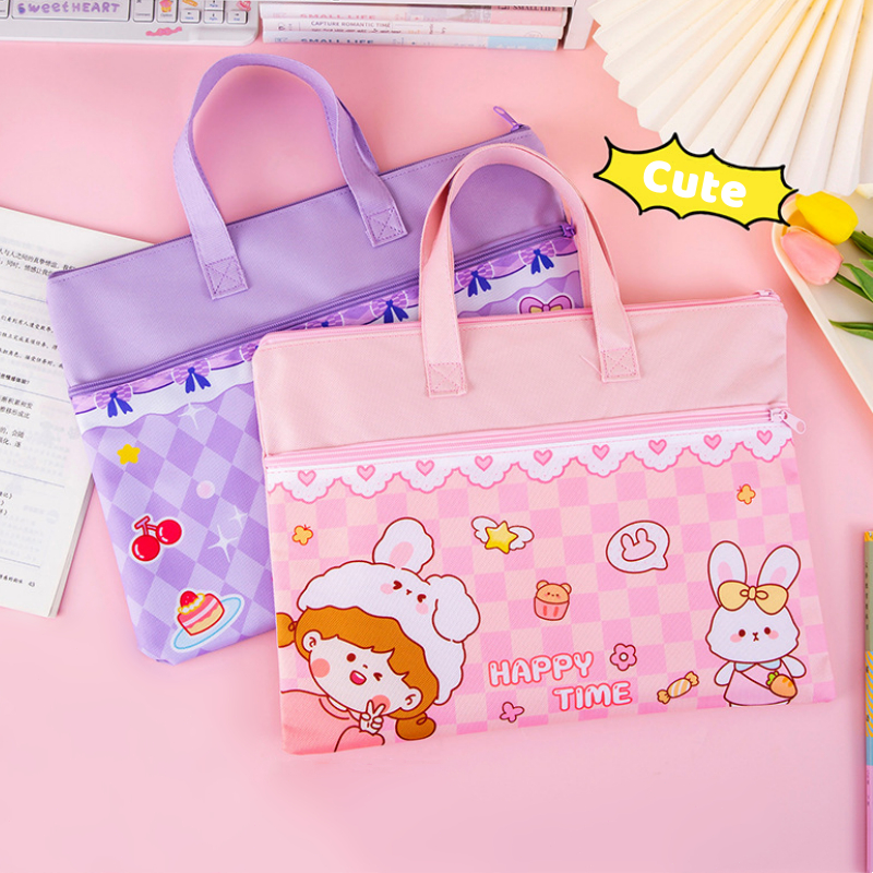 Organizer Tas Sekolah A4 Motif Kartun Tas File Dokumen Map Tas Les Anak Dengan Resleting Tas Belajar