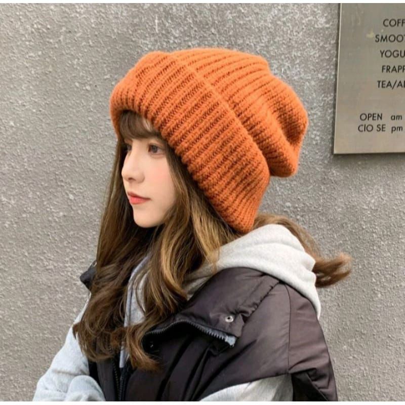 SAUNAZ Topi kupluk rajut Fuji/furtalk kupluk dewasa pria wanita/kupluk tebal hangat dan nyaman