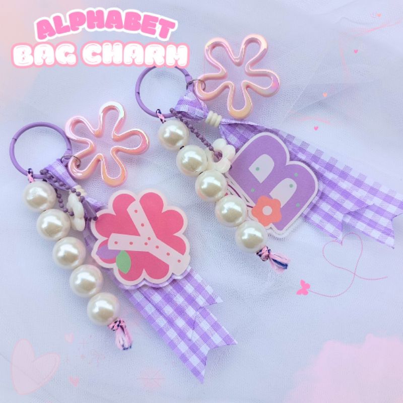 Gantungan Kunci Bag Charm Alphabet by Ayana Handmade Keychain alphabet Manik