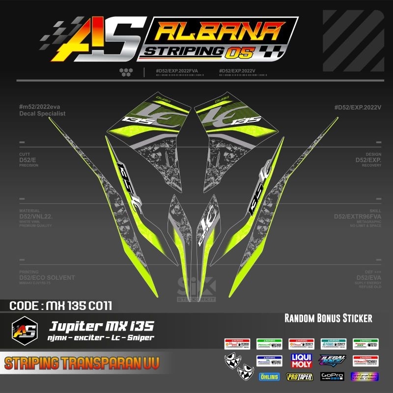 Promo DEKAL STICKER VAREASI JUPITER MX 135 NEW TRANSPARAN/EXCITER 135/SNIPER 135/LC 135