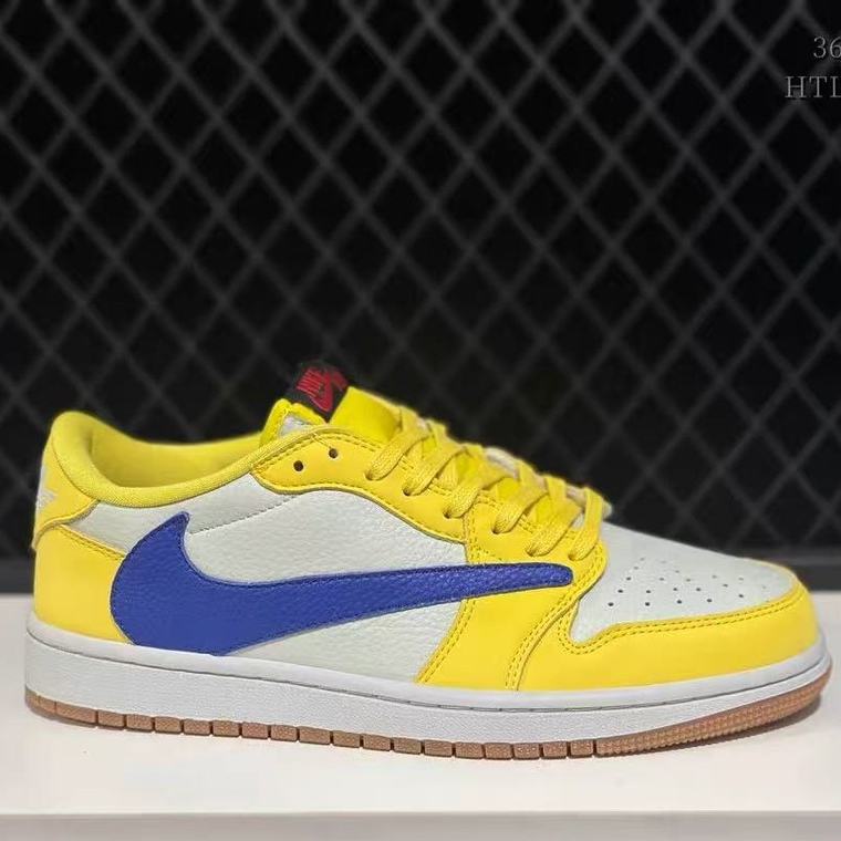Asli & Ready Sepatu Nike Air Jordan 1 Low OG x Travis Scott Canary Yellow Sneakers Authentic