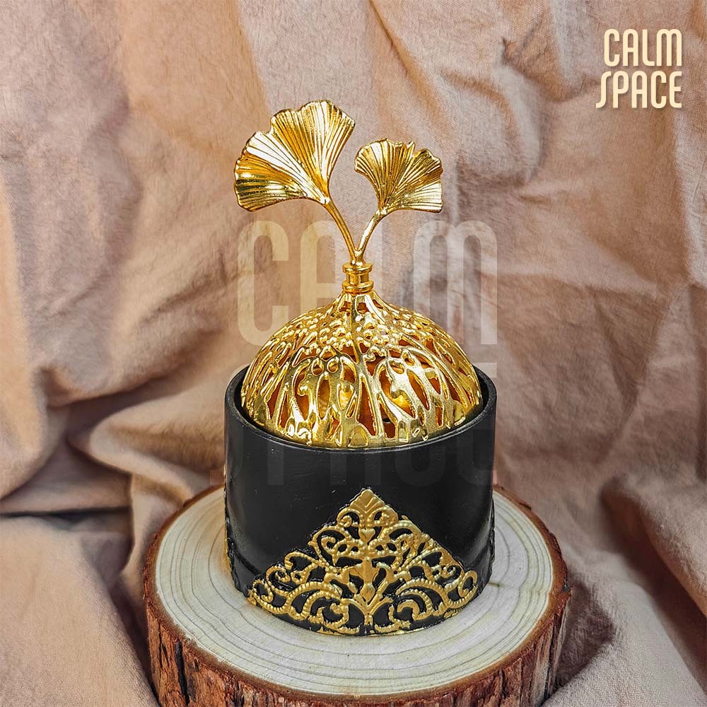 New Hitam Tempat Bakar Dupa Mabkharah Bulat Arab Bahan Resin Hiolo Kuningan Besi Hio Emas