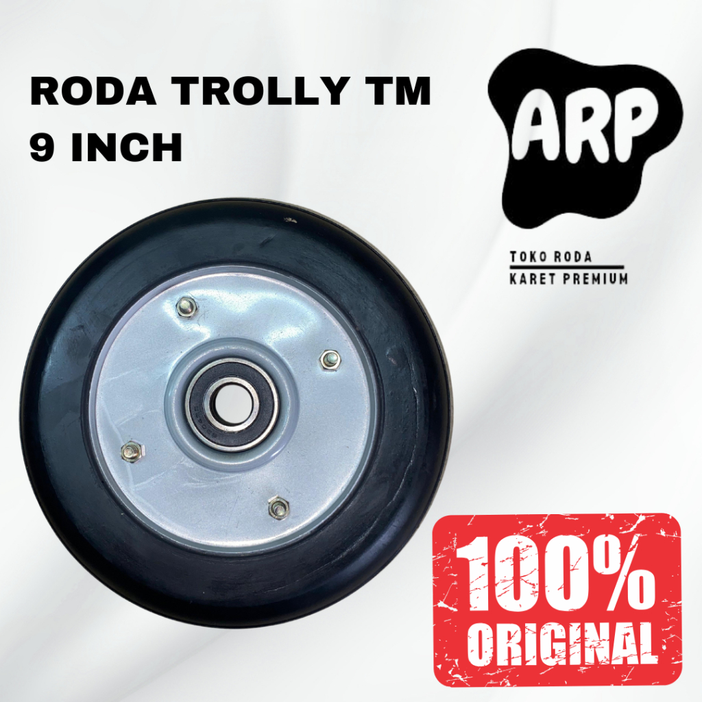 Roda Troli 8 inch Double Bearing Velg Besi Laher 6204 Full Karet Premium/Roda Roli 8 inch