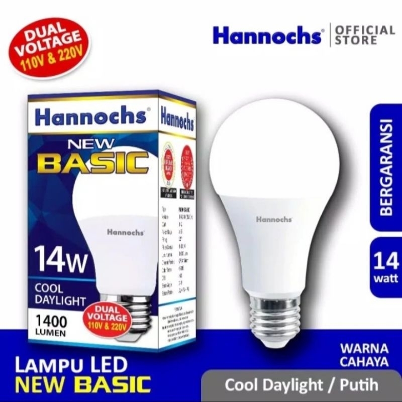 LAMPU LED HANNOCHS NEW BASIC 14 WATT BULB BOHLAM CAHAYA PUTIH CDL