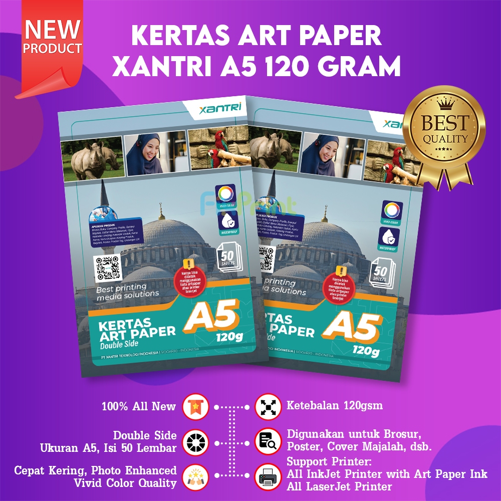 FixPrint Kertas Art Paper A4 120gsm isi 50 Lembar Photo Paper 120 Double Side Art Karton Xantri Orig