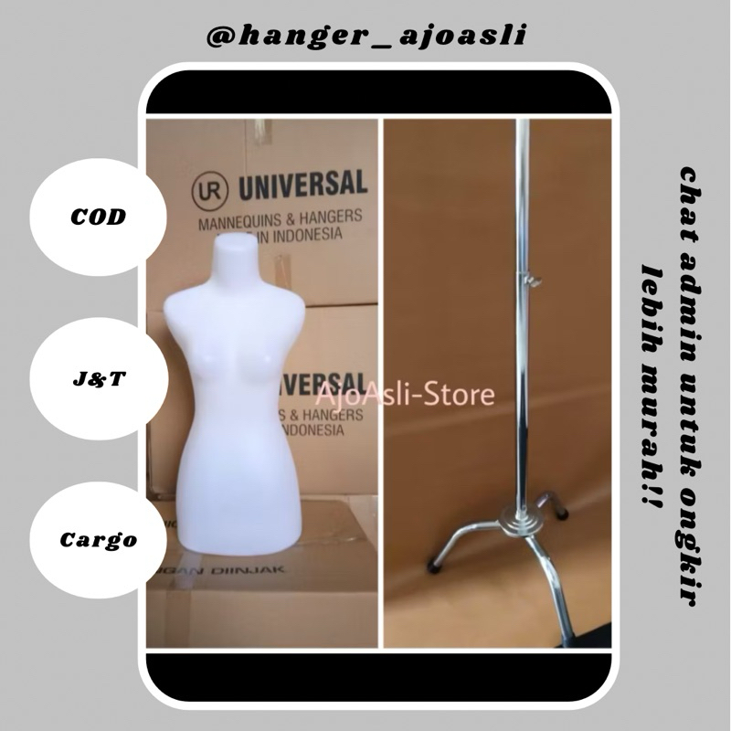 Patung Manekin Cewek + Kaki Besi (DM Bening)