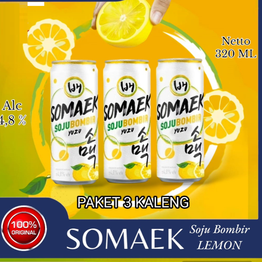 Paket 3 Pcs Somaek Yuzuu Sobir Rasa Lemon - 320 ml