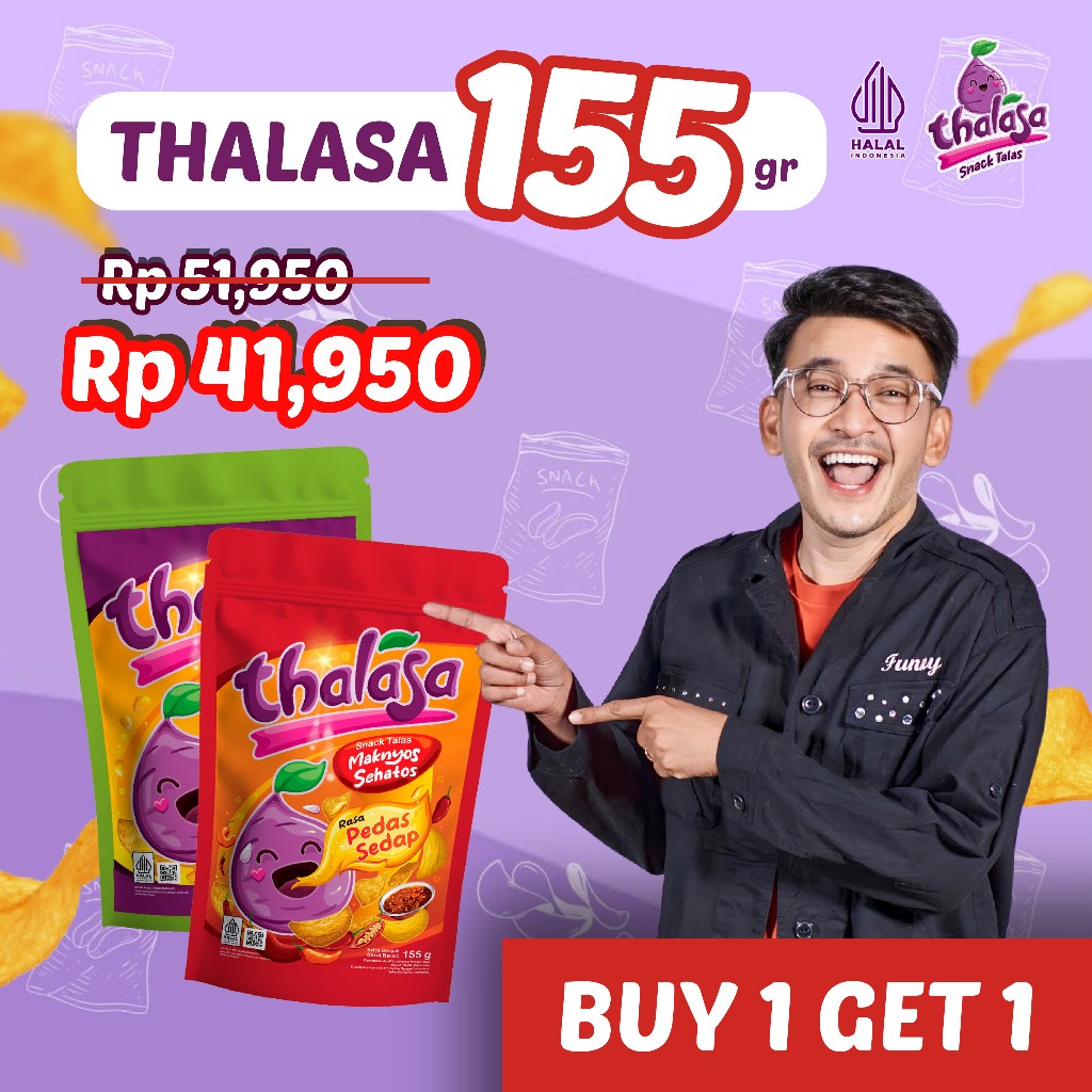 

RUBEN ONSU X Thalasa Snack 155gr Keripik Talas Rasa Jagung Bakar / Pedas Sedap