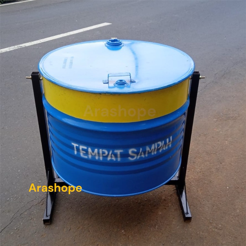 tong sampah besi 100 liter tiang gantung/drum besi/tempat bakar sampah