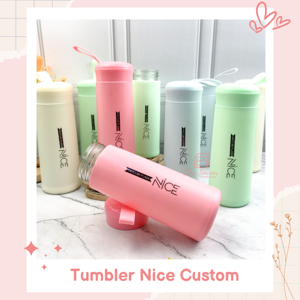 Souvenir Botol Tumbler Kaca Nice Custom Sablon