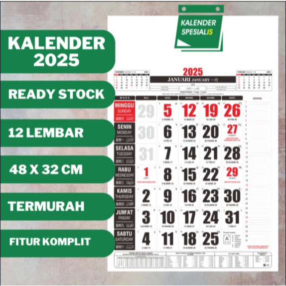 

KALENDER 2025 ISI 12 LEMBAR PLUS KALENG GAMBAR JERNIH