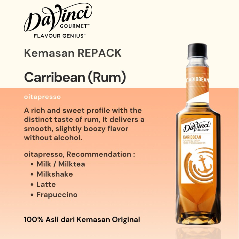

REPACK - Davinci Carribean (Mur/Rum) Syrup [30, 50, 100] g