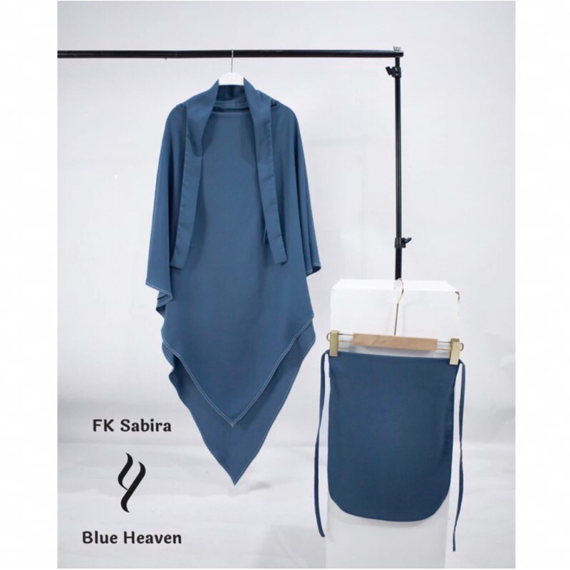 [NWT, Baca Deskripsi Produk] French Khimar Sabira by Yarka - Heaven Blue