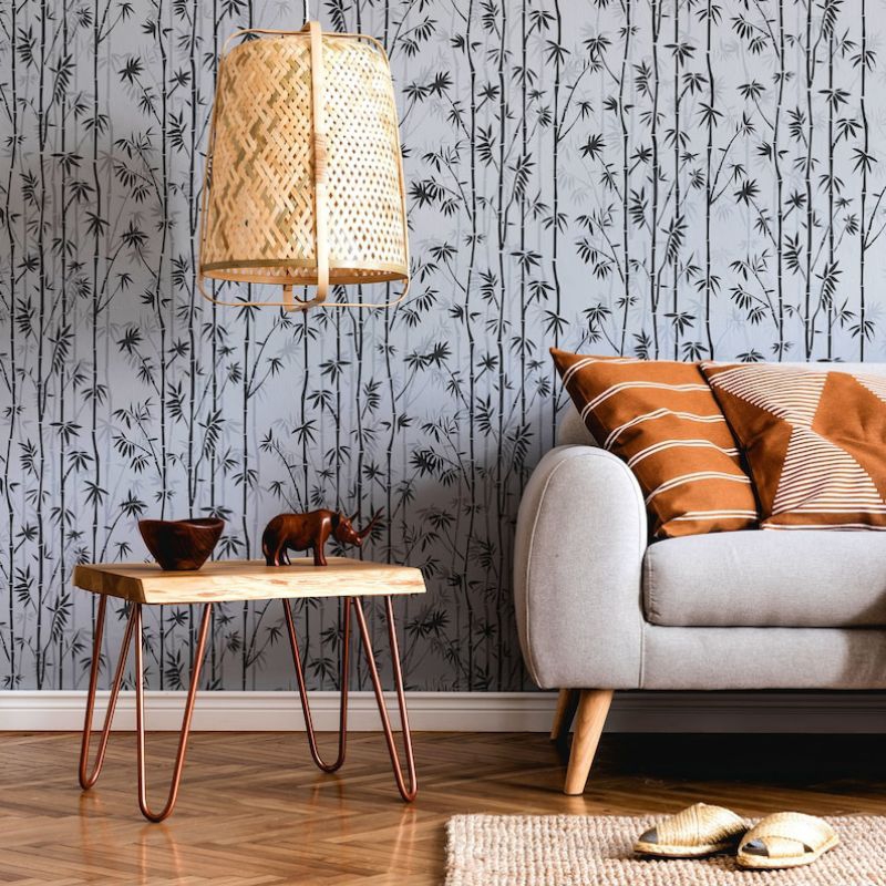 stensil cet dinding motif bambu