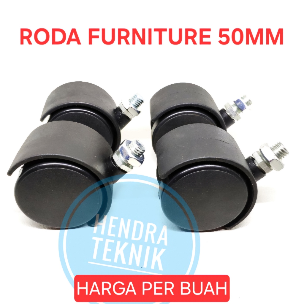 RODA KURSI KANTOR 2" BAUT MUR RODA CASTER BAUT RODA CASTER 50MM RODA KASTOR FURNITURE HITAM