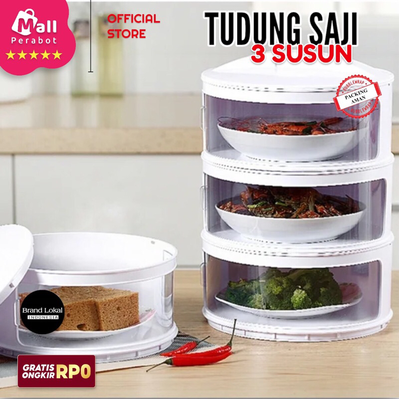 [READYYY] Mall Perabot Tudung Saji Susun Modern Penutup Makanan 4 5 Tingkat Rak Penyimpanan Susun